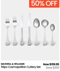 Myer Maxwell & Williams 56pc Cosmopolitan Cutlery Set offer