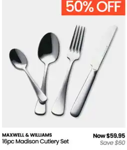Myer Maxwell & Williams 16pc Madison Cutlery Set offer