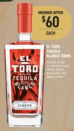 Dan Murphy's El Toro Tequila Blanco offer