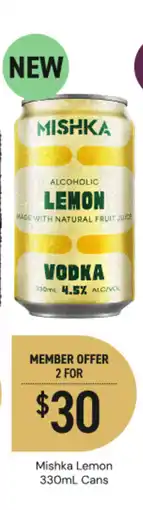 Dan Murphy's Mishka Lemon Vodka offer