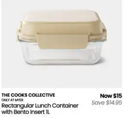 Myer The Cooks Collective Rectangular Lunch Container with Bento Insert offer