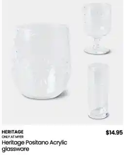 Myer Heritage Positano Acrylic glassware offer