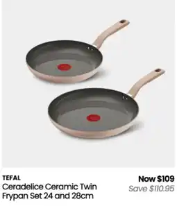 Myer Tefal Ceradelice Ceramic Twin Frypan Set 24 and 28cm offer