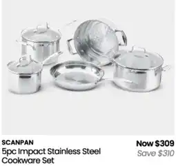 Myer Scanpan 5pc Impact Stainless Steel Cookware Set offer