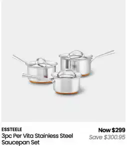 Myer Essteele 3pc Per Vita Stainless Steel Saucepan Set offer