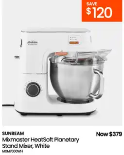 Myer Sunbeam Mixmaster HeatSoft Planetary Stand Mixer, White offer