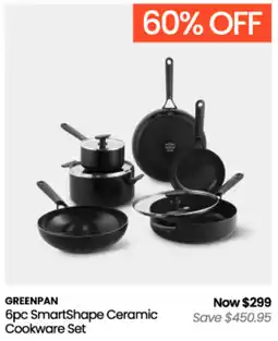 Myer GREENPAN 6pc SmartShape Ceramic Cookware Set offer