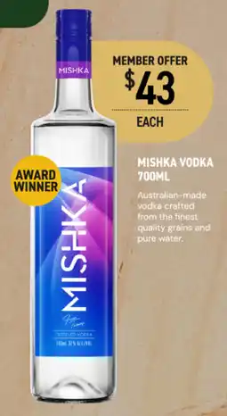 Dan Murphy's Mishka Vodka offer