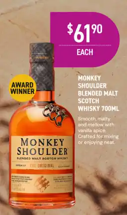 Dan Murphy's Monkey Shoulder Blended Malt Scotch Whisky offer