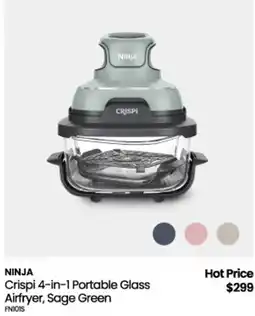 Myer Ninja Crispi 4-in-1 Portable Glass Airfryer, Sage Green offer