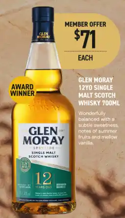 Dan Murphy's Glen Moray 12YO Single Malt Scotch Whisky offer