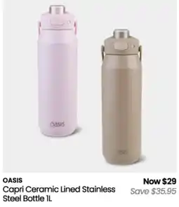 Myer Oasis Capri Ceramic Lined Stainless Steel Bottle offer