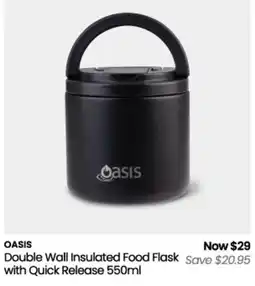 Myer Oasis Double Wall Insulated Food Flask with Quick Release 550ml offer