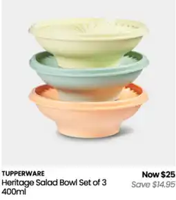 Myer Tupperware Heritage Salad Bowl Set of 3 offer