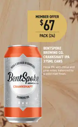 Dan Murphy's BentSpoke Brewing Co. Crankshaft IPA offer