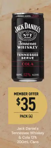 Dan Murphy's Jack Daniel's Tennessee Whiskey & Cola offer