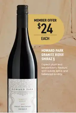 Dan Murphy's Howard Park Granite Ridge Shiraz offer