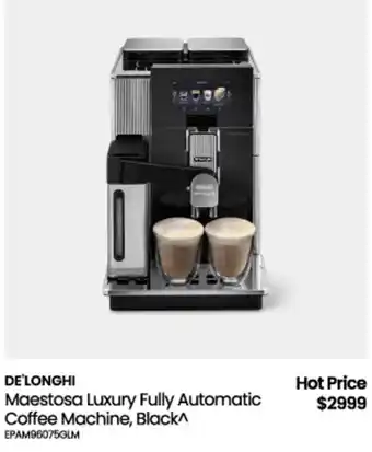 De'Longhi Maestosa Luxury Fully Automatic Coffee Machine, Black