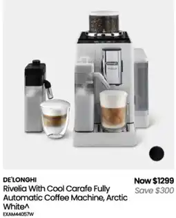 Myer De'Longhi Rivelia With Cool Carafe Fully Automatic Coffee Machine, Arctic White offer