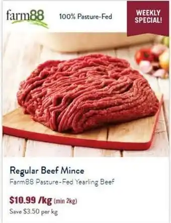 Regular Beef Mince Farm88 Pasture-Fed Yearling Beef