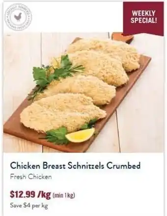 Chicken Breast Schnitzels Crumbed
