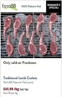 Tasman Butchers Traditional Lamb Cutlets Farm88 Pasture-Fed Lamb offer