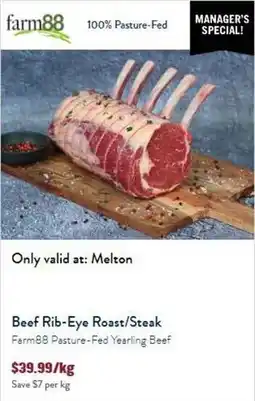 Tasman Butchers Beef Rib-Eye Roast/Steak Farm88 Pasture-Fed Yearling Beef offer