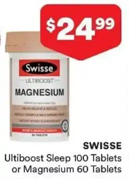 Priceline Swisse Ultiboost Sleep 100 Tablets or Magnesium 60 Tablets offer