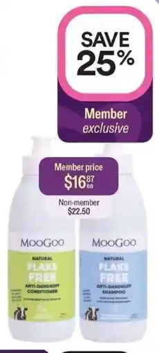 Priceline MooGoo Natural Flake Free Anti-Dandruff Conditioner and Shampoo offer