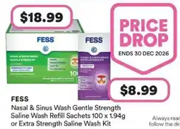 Priceline FESS Nasal & Sinus Wash Gentle Strength Saline Wash Refill Sachets offer