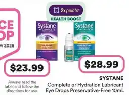 Priceline Systane Complete or Hydration Lubricant Eye Drops Preservative-Free offer