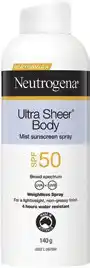 Discount Drug Stores Neutrogena Ultra Sheer Body Mist Sunscreen SPF 50 offer