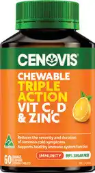 Discount Drug Stores Cenovis Chewable Triple Action Vit C, D & Zinc 60 Tablets offer