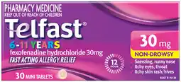 Discount Drug Stores Telfast 6-11 Years 30mg 30 Mini Tablets offer