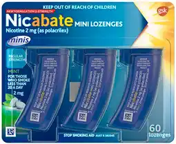 Priceline Nicabate Mini Lozenges Nicotine 2mg Regular Strength Mint 60 Lozenges offer