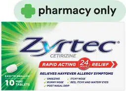 Priceline Zyrtec Cetirizine Rapid Acting 24 Hour Relief 10 Mini Tablets offer