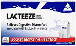 Priceline Lacteeze Lactase Enzymes 10 Tablets offer