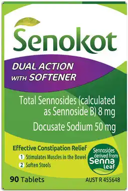 Priceline Senokot Dual Action with Softener 90 Tablets offer