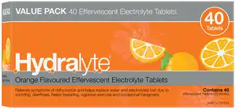 Hydralyte Orange Flavoured Electrolyte 40 Effervescent Tablets