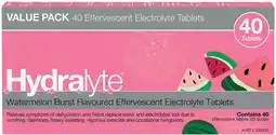 Priceline Hydralyte Watermelon Burst Flavoured Electrolyte 40 Effervescent Tablets offer