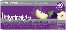 Priceline Hydralyte Apple Blackcurrant Flavoured Electrolyte 40 Effervescent Tablets offer