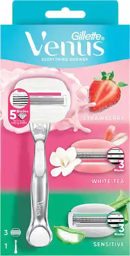 Priceline Gillette Venus Everything Shower Women's Razor Variety Pack Metal Razor Handle + 3 Blade Refills offer