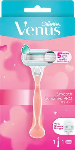 Priceline Gillette Venus Smooth Sensitive Pro Blossom Women's Razor Handle + 1 Blade Refill offer