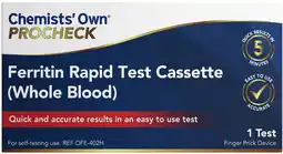 Priceline Chemists' Own Procheck Ferritin Rapid Test Cassette (Whole Blood) offer