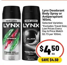 Ritchies Lynx Deodorant Body Spray or Antiperspirant offer