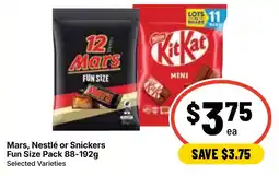 Ritchies Mars, Nestlé or Snickers Fun Size Pack offer