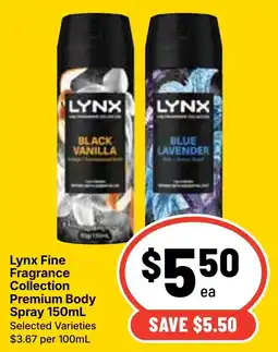 Ritchies Lynx Fine Fragrance Collection Premium Body Spray offer