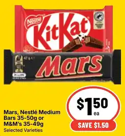 Ritchies Mars, Nestlé Medium Bars offer