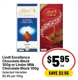 Ritchies Lindt Excellence Chocolate Block offer