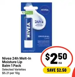 Ritchies Nivea 24h Melt-In Moisture Lip Balm offer